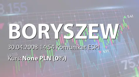 Boryszew S.A.: Nabycie obligacji przez jednostkę zależną - 12,6 mln zł (2008-04-30)