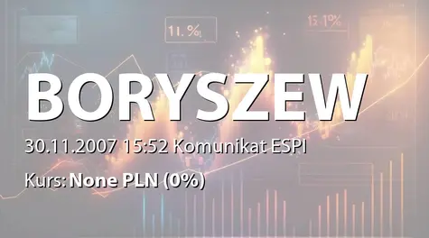 Boryszew S.A.: Sprzedaż części przedsiębiorstwa Boryszew SA oddział Huta Oława na rzecz Silesia SA grupa Impexmetal -  44,7 mln zł (2007-11-30)