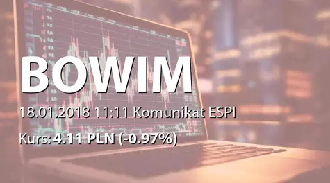 Bowim S.A.: Terminy przekazywania raportów w 2018 roku (2018-01-18)