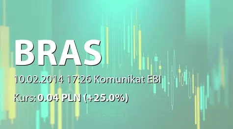 BRAS S.A.: Korekta prognoz finansowych za 2013 r. (2014-02-10)