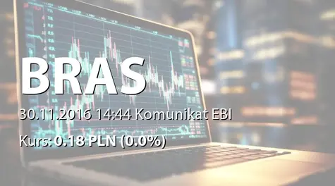 BRAS S.A.: Rejestracja zmiany nazwy i zmian statutu w KRS (2016-11-30)