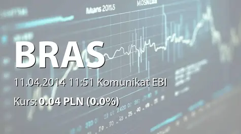 BRAS S.A.: Umowa o współpracy z Fundacją Powiatu Mogileńskiego (2014-04-11)