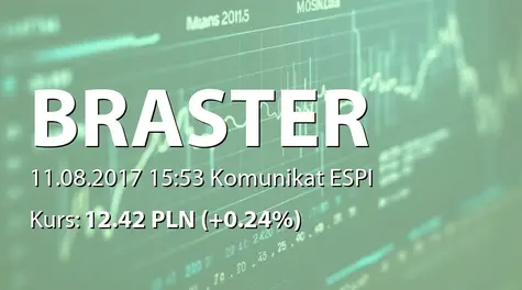 Braster S.A.: KRS - rejestracja podwyższenia kapitału zakładowego (2017-08-11)