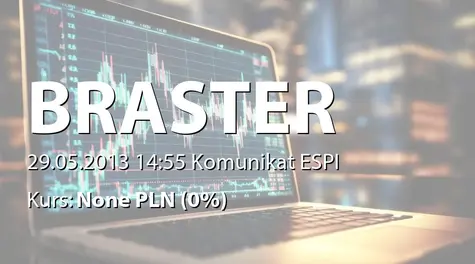 Braster S.A.: Ogłoszenie o zwołaniu Zwyczajnego Walnego Zgromadzenia na dzień 28 czerwca 2013 roku. (2013-05-29)