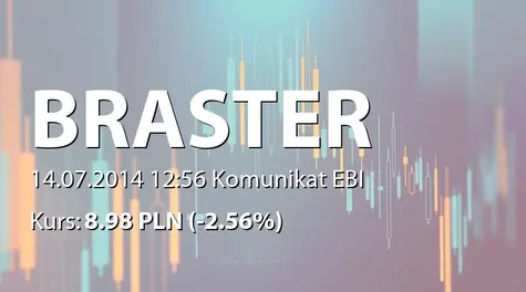 Braster S.A.: Umowy dot. rozpoczęcia badania obserwacyjnego Thermarakw Krakowie oraz Nysie (2014-07-14)