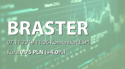 Braster S.A.: Warunkowa rejestracja akcji serii L w KDPW (2019-11-07)