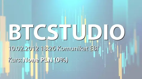 BTC Studios S.A.: Korekta prognozy wyników finansowych za 2011 r. (2012-02-10)