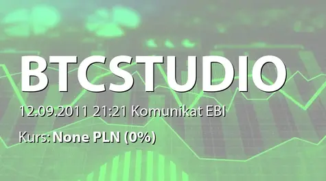 BTC Studios S.A.: Przejęcie zorganizowanej części przedsiębiorstwa PCARENA Grupa Polska - 800 tys. zł (2011-09-12)