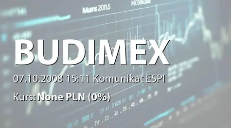 Budimex S.A.: Informacja o wycenie wartości aktywów netto funduszu przypadającej na certyfikat inwestycyjny (2008-10-07)