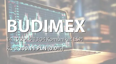 Budimex S.A.: Skonsolidowany wynik finansowy netto za III kwartał 2016 (2016-10-14)