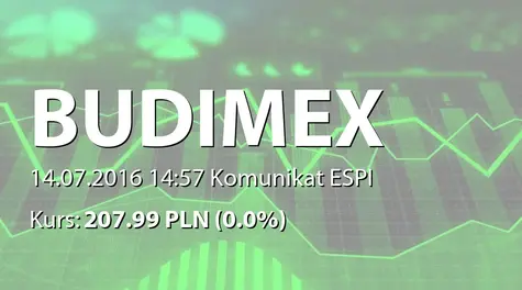Budimex S.A.: Umowa na realizację inwestycji - 89,9 mln PLN (2016-07-14)