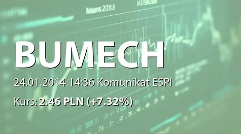 Bumech S.A.: Umowa z Jastrzębską Spółką Węglową SA - 3,1 mln zł (2014-01-24)