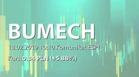 Bumech S.A.: Wyniki testów na utratę wartości aktywów niefinansowych (2019-02-13)