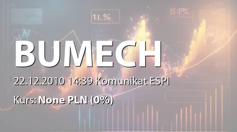 Bumech S.A.: Zakup udziałów w Przedsiębiorstwie Robót Górniczych Sp. z o.o. - 2,5 mln zł (2010-12-22)