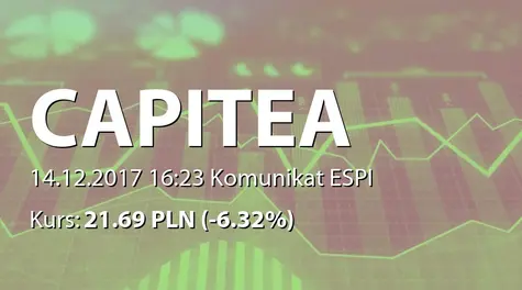CAPITEA S.A.: Pozyskanie finansowania przez podmiot zależny (2017-12-14)