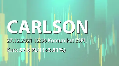 CARLSON INVESTMENTS SE: Drugie zawiadomienie o zamiarze połączenia z Carlson Tech Ventures AS (2021-12-27)
