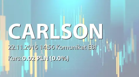 CARLSON INVESTMENTS SE: NWZ - podjÄte uchwały: zmiana uchwały ws. emisji warrantĂłw serii A i B oraz akcji serii L (2016-11-22)