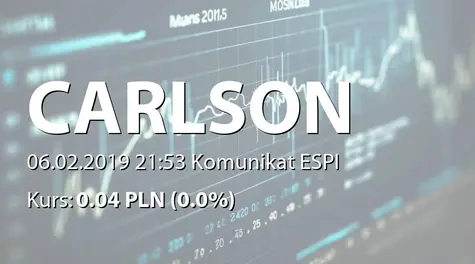 CARLSON INVESTMENTS SE: NWZ - projekty uchwał: obniżenie kapitału, scalenie akcji 100:1, zmiana nazwy (2019-02-06)