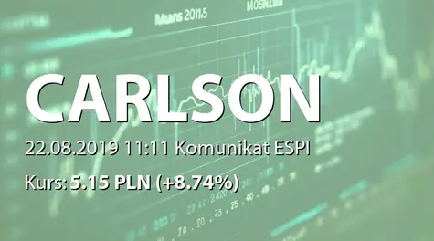 CARLSON INVESTMENTS SE: Objęcie akcji przez podmiot powiązany (2019-08-22)