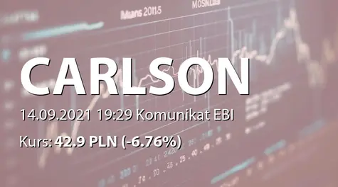 CARLSON INVESTMENTS SE: Raport za sierpień 2021 (2021-09-14)