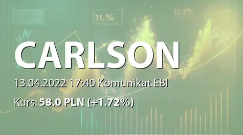 CARLSON INVESTMENTS SE: Rejestracja połączenia z Carlson Tech Ventures AS (2022-04-13)
