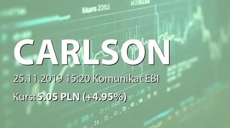 CARLSON INVESTMENTS SE: Zakończenie subskrypcji akcji serii N (2019-11-25)