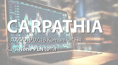 Carpathia Capital Alternatywna Spółka Inwestycyjna S.A.: Terminy przekazywania raportów w 2019 roku (2019-09-13)