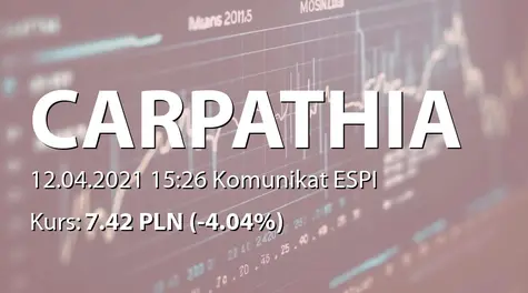 Carpathia Capital Alternatywna Spółka Inwestycyjna S.A.: Wybrane szacunkowe dane finansowe za I kwartał 2021 (2021-04-12)