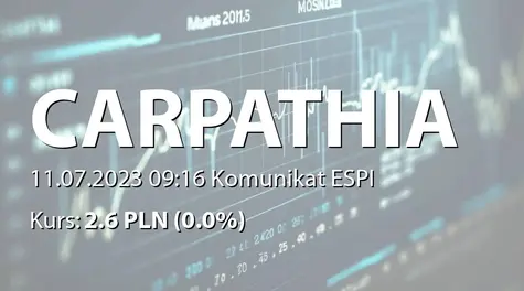 Carpathia Capital Alternatywna Spółka Inwestycyjna S.A.: Wybrane szacunkowe dane finansowe za II kwartał 2023 (2023-07-11)