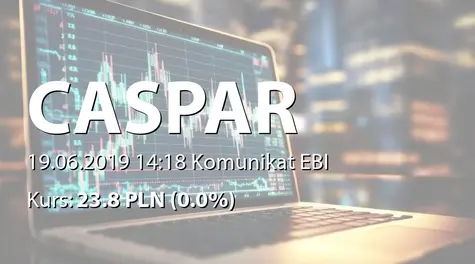 CASPAR Asset Management S.A.: ZWZ - podjęte uchwały: wypłata dywidendy - 0,68 PLN, zmiany w składzie zarządu (2019-06-19)