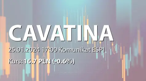 Cavatina Holding S.A.: Wysokość kosztów emisji obligacji serii P2023A-P2023D (2024-01-25)