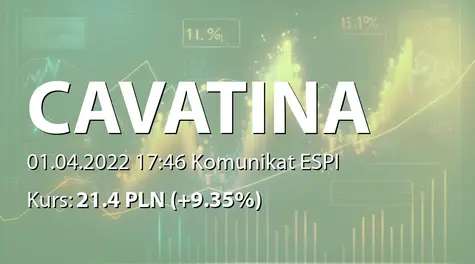 Cavatina Holding S.A.: Wysokość Wskaźnika Zadłużenia Netto na dzień 31 grudnia 2021 (2022-04-01)