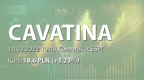 Cavatina Holding S.A.: Wyznaczenie pierwszego dnia notowań obligacji serii P2022A (2022-03-10)