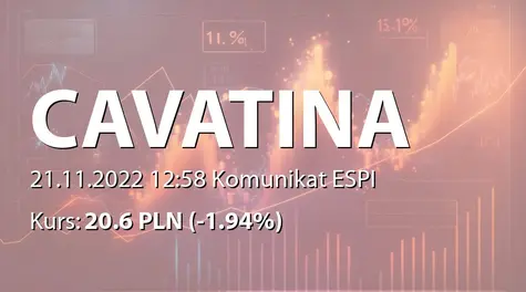 Cavatina Holding S.A.: Wyznaczenie pierwszego dnia notowań obligacji serii P2022D (2022-11-21)