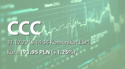 CCC S.A.: Spełnienie warunku umowy zobowiązującej sprzedaży akcji eobuwie.pl SA (2015-12-31)