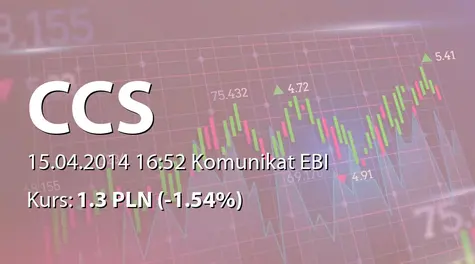 Cyfrowe Centrum Serwisowe S.A.: WZA - projekty uchwał: wypłata dywidendy - 0,35 zł (2014-04-15)