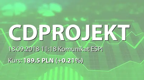 CD Projekt S.A.: Informacja produktowa (2018-09-18)