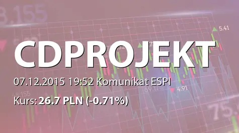 CD Projekt S.A.: Korekta raportu ESPI nr 31/2015 (2015-12-07)