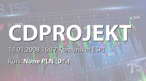 CD Projekt S.A.: Pozew o zapłatę przeciwko Zatra SA - 483,6 tys. zł (2008-01-14)