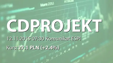 CD Projekt S.A.: SA-QSr3 2015 (2015-11-12)