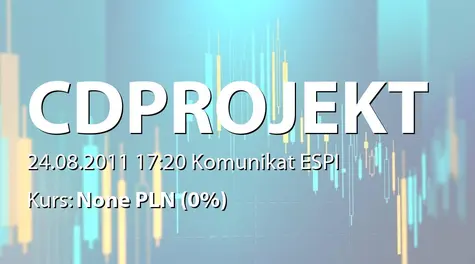 CD Projekt S.A.: Umowa kredytowa pomiędzy CD Projekt sp. z o.o. i CD Projekt Red sp. z o.o. a BRE Bank SA - 10 mln zł (2011-08-24)