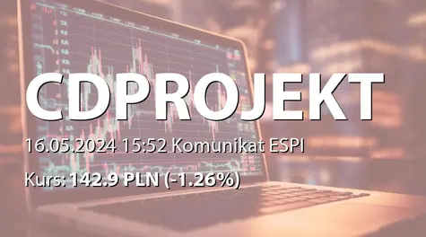 CD Projekt S.A.: ZWZ (10:00) - projekty uchwał: wypłata dywidendy - 1 PLN (2024-05-16)