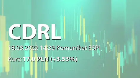 CDRL S.A.: Dokonanie odpisów aktualizujących w związku z ograniczeniem lub zaniechaniem działalności na rynkach wschodnich (2022-08-18)