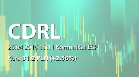 CDRL S.A.: Sprzedaż akcji własnych (2016-04-25)