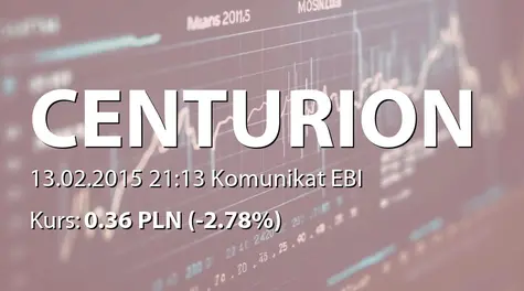 Centurion Finance ASI S.A.: Kontrakt spółki zależnej - 120 tys. PLN (2015-02-13)