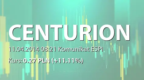 Centurion Finance ASI S.A.: Sprzedaż akcji przez Dom Inwestycyjny Taurus SA  (2014-04-11)