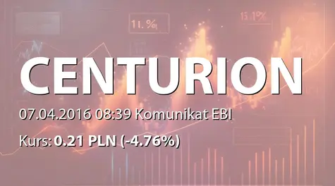 Centurion Finance ASI S.A.: Umowy pożyczek - 2,4 mln PLN (2016-04-07)