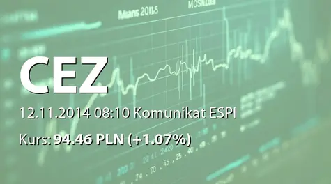 ČEZ, a.s.: CONFERENCE CALL ON CEZ GROUP FINANCIAL RESULTS Q1 - Q3 2014 (2014-11-12)