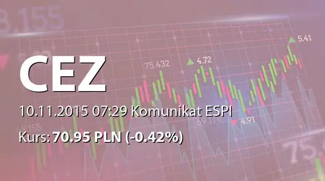 ČEZ, a.s.: Date of the conference call for Q1 - Q3 2015 results (2015-11-10)