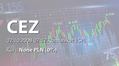 ČEZ, a.s.: Wygranie przetargu na partnera strategicznego na projekt budowy nowego źródła (2008-10-02)